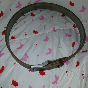 Elegant Brown Leather Belt with Silver Buckle